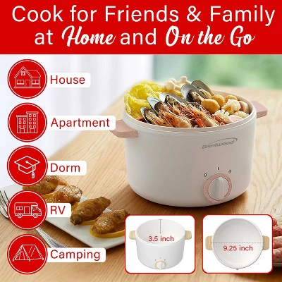 Brentwood 3.2-Qt. Multi-Function Electric Hot Pot Cooker With Food Steamer And Ceramic Non-Stick Coating, White, HPS-3302W 7 Brentwood 3.2-Qt. Multi-Function Electric Hot Pot Cooker With Food Steamer And Ceramic Non-Stick Coating, White, HPS-3302W - Image 7