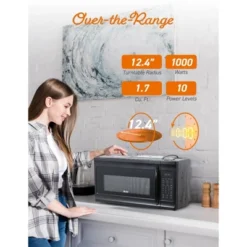 Commercial Chef 1.7 Cu. Ft. Over-The-Range Microwave Oven, 10 Power Levels, 300 CFM Hidden Vent Hood Fan, Touch Controls, 10 Preset Options, Black -Kitchen Appliances GUEST 73d78bdc e01e 41f6 b1fa 1e3cf93f7e78