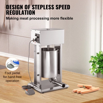 VEVOR Electric Stuffer, 15L Large Capacity, 260W Vertical Sausage Stuffer With Speed Stepless, 304 Stainless Steel Sausage Machine, Silver 4 VEVOR Electric Stuffer, 15L Large Capacity, 260W Vertical Sausage Stuffer With Speed Stepless, 304 Stainless Steel Sausage Machine, Silver - Image 4