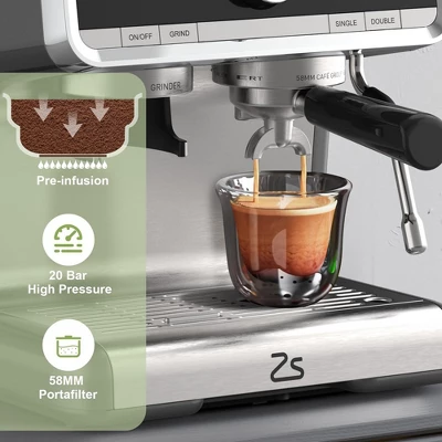 Espresso Coffee Machine 20 Bar With Built-In Grinder & Steam Wand 4 Espresso Coffee Machine 20 Bar With Built-In Grinder & Steam Wand - Image 4