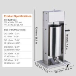 VEVOR Manual Sausage Stuffer, 15 L / 30 LBS Vertical Sausage Machine, Dual-Speed Meat Stuffer, Made Of Food-Grade 304 Stainless Steel, Silver -Kitchen Appliances GUEST 7411d715 66f2 4e33 be3c 1b4af9a7b5d5