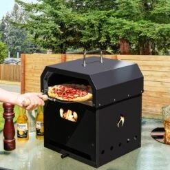 Costway 4-in-1 Multipurpose Outdoor Pizza Oven Wood Fired 2-Layer Detachable Oven