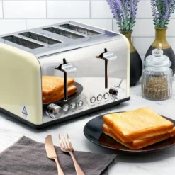 Redmond 4-Slice Extra Wide Slot 1650W Stainless Steel Toaster In Cream -Kitchen Appliances GUEST 7778cac9 594d 4742 92d0 3dad78f06235