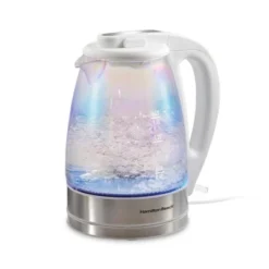 Hamilton Beach 1.7 Liter Irid Glass Kettle 41055: Electric Water Heater, Clear Tea Maker, 1500W Hot Pot, Hand Wash