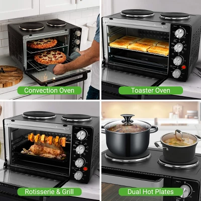 NutriChef 30+ Quart Countertop Convection Oven Cooker - 1500W Heating, Rotisserie, Dual Hot Plates, 120V - Black 3 NutriChef 30+ Quart Countertop Convection Oven Cooker - 1500W Heating, Rotisserie, Dual Hot Plates, 120V - Black - Image 3