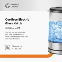 Complete Cuisine CC-EK-1000 Standard Electric Kettle, Electric Tea Kettle With Stainless-Steel Heating Element, 1.7 Liters