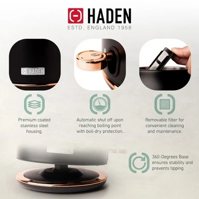 Haden Heritage 4 Slice Wide Slot Stainless Steel Toaster Bundled With 1.7 Liter Stainless Steel Electric Water Kettle, Black & Copper 2 Haden Heritage 4 Slice Wide Slot Stainless Steel Toaster Bundled With 1.7 Liter Stainless Steel Electric Water Kettle, Black & Copper - Image 2