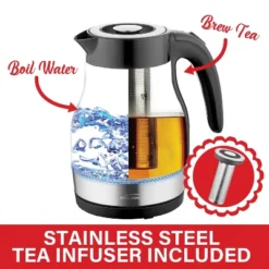 Brentwood 1.79-Qt. 1,100-Watt Cordless Glass Electric Kettle With Tea Infuser And Swivel Base -Kitchen Appliances GUEST 7b9aed3e 93b1 4448 971a b3532fffadc7