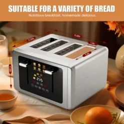 WHALL ULTRA 4 Slice Toaster, Stainless Steel Toaster With Touchscreen, Dual Control Panel, Extra Wide Slot Toaster 4 Slice -Kitchen Appliances GUEST 7ba65c97 2a6c 4a4f 98f6 a9e95fbe4b07