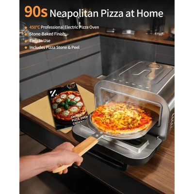 ZACHVO 1700W Electric Pizza Oven, 842°F Max, 90-Second Pizza, 12.6 Inches Stone, 5 Presets, Black 5 ZACHVO 1700W Electric Pizza Oven, 842°F Max, 90-Second Pizza, 12.6 Inches Stone, 5 Presets, Black - Image 5