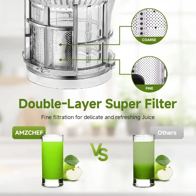 Masticating Juicer, 5.2-inch Feed Chute For Whole Fruits &Vegetables, Non-Clogging Slow Cold Press Juicer With Triple Strainers, Powerful 200W Motor 2 Masticating Juicer, 5.2-inch Feed Chute For Whole Fruits &Vegetables, Non-Clogging Slow Cold Press Juicer With Triple Strainers, Powerful 200W Motor - Image 2