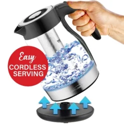 Brentwood 1.79-Qt. 1,100-Watt Cordless Glass Electric Kettle With Tea Infuser And Swivel Base -Kitchen Appliances GUEST 8087b92f f9e9 403b 88ce 953af0b27c5a