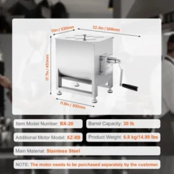 VEVOR Manual Meat Mixer, 30L Fixed Tank Meat Processing Equipment(Mixing Max 30LBS For Meat), Stainless Steel Meat Mixer, , Silver 14 VEVOR Manual Meat Mixer, 30L Fixed Tank Meat Processing Equipment(Mixing Max 30LBS For Meat), Stainless Steel Meat Mixer, , Silver -Kitchen Appliances GUEST 821d1ba3 128b 4607 b289 0c719617ab23