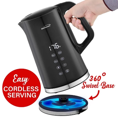 Brentwood 1,100-Watt 1.7-L Cordless Cool-Touch Digital Electric Kettle With Stainless Steel Interior, BTWKT2015DBK In Black 5 Brentwood 1,100-Watt 1.7-L Cordless Cool-Touch Digital Electric Kettle With Stainless Steel Interior, BTWKT2015DBK In Black - Image 5