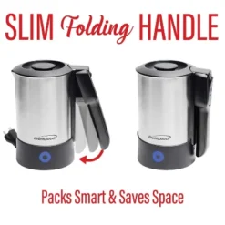 Brentwood KT-1506S 1000-Watt 20-Oz. Dual-Voltage Stainless Steel Electric Travel Kettle, Automatic Shutoff In Silver -Kitchen Appliances GUEST 84356fc5 ed76 4f17 8c72 3f2055064a80