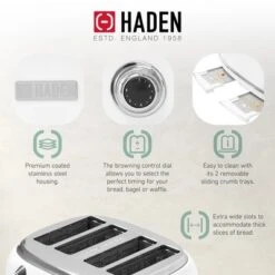 Haden Heritage 4 Slice Wide Slot Stainless Steel Toaster Bundled With 12 Cup Programmable Drip Coffee Maker Coffee Machine, Ivory & Chrome -Kitchen Appliances GUEST 8509adb8 3c2b 46e2 bdde 812d756ff024