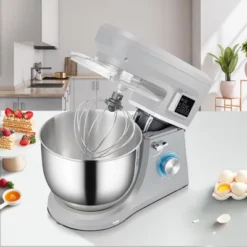 VEVOR Stand Mixer, 660W Electric Dough Mixer With 6 Speeds LCD Screen Timing, Tilt-Head Food Mixer With 7.4 Qt Stainless Steel Bowl, Dough Hook