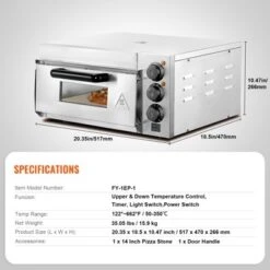 VEVOR Commercial Pizza Oven Countertop, 14" Single Deck Layer, Stainless Steel Electric Pizza Oven With Stone And Handle, Multipurpose Pizza Maker -Kitchen Appliances GUEST 8621006a caca 4868 b8e0 ffd859121dd9