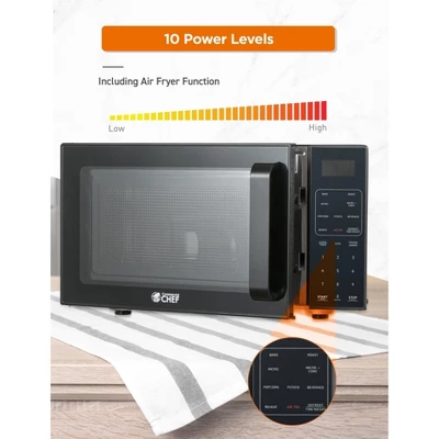 Commercial Chef 5-in-1 Microwave Air Fryer Combo, 0.9 Cu. Ft., With Turntable, Air Fry Kit & Baking Tray, Black With Stainless Steel Interior 2 Commercial Chef 5-in-1 Microwave Air Fryer Combo, 0.9 Cu. Ft., With Turntable, Air Fry Kit & Baking Tray, Black With Stainless Steel Interior - Image 2