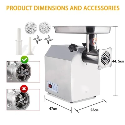 Commercial Heavy Duty Meat Grinder, Electric Meat Grinder With 1 Sausage Tubes, 2 Blades, 2 Plates, Meat Grinder Max Yield For Home Kitchen Use 1 Commercial Heavy Duty Meat Grinder, Electric Meat Grinder With 1 Sausage Tubes, 2 Blades, 2 Plates, Meat Grinder Max Yield For Home Kitchen Use