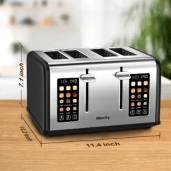 Mecity 4-Slice Toaster, Touch Screen, Dual Control, Defrost/Reheat, 1650W, Stainless Steel -Kitchen Appliances GUEST 88135cc7 eebf 434a a606 8e409bbb5715