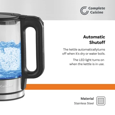 Complete Cuisine CC-EK-1000 Standard Electric Kettle, Electric Tea Kettle With Stainless-Steel Heating Element, 1.7 Liters 2 Complete Cuisine CC-EK-1000 Standard Electric Kettle, Electric Tea Kettle With Stainless-Steel Heating Element, 1.7 Liters - Image 2