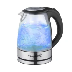 MegaChef 1.7L Glass Electric Tea Kettle - Sliver: Water Boiler, BPA-Free, Automatic Shut-Off, 360° Base, Blue Light -Kitchen Appliances GUEST 885173a8 0fb4 4bca bb34 7c24f1ab05f9