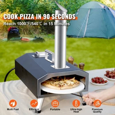 VEVOR Multi-fuel Outdoor Pizza Oven, 12 Inch Wood Fired & Gas Pizza Maker With Rotating Pizza Stone, Propane Pellet Dual Fuel Pizza Grill 2 VEVOR Multi-fuel Outdoor Pizza Oven, 12 Inch Wood Fired & Gas Pizza Maker With Rotating Pizza Stone, Propane Pellet Dual Fuel Pizza Grill - Image 2