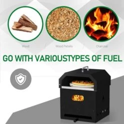 KTMBDW Outdoor Pizza Oven, Wood Fired For Outside, Patio Maker With Pizza Stone, Cooking Grill Grate For Backyard Camping, Black -Kitchen Appliances GUEST 892e5814 56fe 42d7 8549 d0084835ef2e