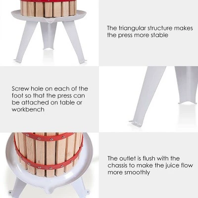 Costway 1.6 Gallon Fruit Wine Press Cider Apple Grape Crusher Juice Maker Tool Wood 7 Costway 1.6 Gallon Fruit Wine Press Cider Apple Grape Crusher Juice Maker Tool Wood - Image 7