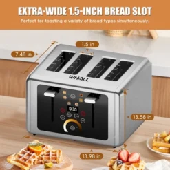 WHALL Stainless Steel Touchscreen Toaster 4 Slice, 6 Shade Settings, Bagel, Cancel, Defrost Functions -Kitchen Appliances GUEST 8988caf9 09c5 4b55 a406 cd1fca984f62