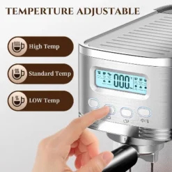 Espresso Coffee Maker With Automatic Milk Frothing System, Temp Adjustable, Steam Wand & Cup Warmer, 20 Bar Espresso Machines For Latte, Cappuccino