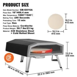 VEVOR Outdoor Pizza Oven, 16-inch, Gas Fired Pizza Maker, Portable Outside Stainless Steel Pizza Grill With 360° Rotatable Pizza Stone 14 VEVOR Outdoor Pizza Oven, 16-inch, Gas Fired Pizza Maker, Portable Outside Stainless Steel Pizza Grill With 360° Rotatable Pizza Stone -Kitchen Appliances GUEST 89fdd824 61db 4afd 899e 1dae559c9e90