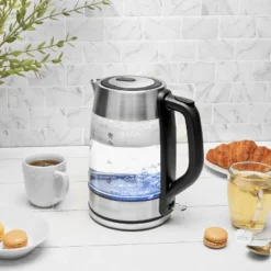 Aroma 1.7L Glass Electric Kettle: Stainless Steel Lid, Automatic Shut-Off, Ergonomic Handle, 1500W, Clear -Kitchen Appliances GUEST 8c81d00e fd69 42bb b8cd f11bb188d360