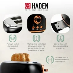 Haden Heritage 1.7 Liter Stainless Steel Electric Water Kettle Bundled With 2 Slice Wide Slot Stainless Steel Toaster, Black & Copper 9 Haden Heritage 1.7 Liter Stainless Steel Electric Water Kettle Bundled With 2 Slice Wide Slot Stainless Steel Toaster, Black & Copper -Kitchen Appliances GUEST 8f3cf7e3 63dc 4be8 9631 4f367e928a35