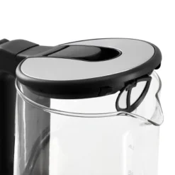 MegaChef 1.7L Glass Electric Tea Kettle: 1000W Borosilicate Glass, Stainless Steel Lid, Plastic Handle, Hand Wash, Clear -Kitchen Appliances GUEST 90a09425 0b70 451a 98e4 60e0b73c9370