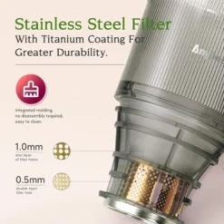 JUJABU Cold Press Juicer With 200W Motor And 4.3" Wide Chute For Whole Fruits And Veggies