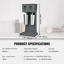 VEVOR Milkshake Maker, 375W X 2 Electric Milkshake Machine, Commercial Double Heads Drink Mixer Blender,Intelligent Microswitch, 3-Speed -Kitchen Appliances GUEST 923449bd 44f5 499c 981f 6888959a0683