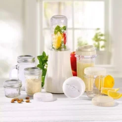 Tribest Personal Blender Original Single-Serving Blender (19-Piece Mason Jar Set) β Off-White