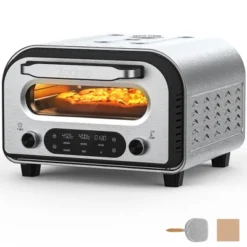 ZACHVO 1700W Electric Pizza Oven, 842°F Max, 90-Second Pizza, 12.6 Inches Stone, 5 Presets, 1700W, Silver -Kitchen Appliances GUEST 93031d57 e585 4060 8be4 e37bfce9f5de