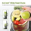 Masticating Juicer, 5.2-inch Feed Chute For Whole Fruits &Vegetables, Non-Clogging Slow Cold Press Juicer With Triple Strainers, Powerful 200W Motor