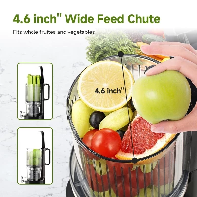 Masticating Juicer, 5.2-inch Feed Chute For Whole Fruits &Vegetables, Non-Clogging Slow Cold Press Juicer With Triple Strainers, Powerful 200W Motor 1 Masticating Juicer, 5.2-inch Feed Chute For Whole Fruits &Vegetables, Non-Clogging Slow Cold Press Juicer With Triple Strainers, Powerful 200W Motor