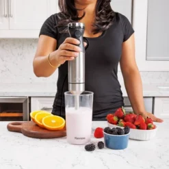 Kenmore Immersion 400W Hand Blender Set With Food Chopper And Whisk: Stainless Steel, 9 Speeds, Handheld Stick Blender