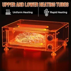 ROVSUN Indoor Pizza Oven Countertop, 1100W Stainless Steel Single Layer Commercial Electric Pizza Oven W/ Timer And Temperature Control, Easy-to-Clean -Kitchen Appliances GUEST 959880f9 1e03 443c 9d32 3ecf72029028