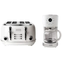 Haden Heritage 4 Slice Wide Slot Stainless Steel Toaster Bundled With 12 Cup Programmable Drip Coffee Maker Coffee Machine, Ivory & Chrome -Kitchen Appliances GUEST 96d54b5d c842 45b3 8074 d5e28f4e8e6c