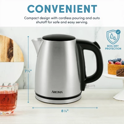 Aroma 1L Electric Water Kettle - Stainless Steel: Tea Kettle, Water Heater, Overheat Protection, 360° Rotating Base 10 Aroma 1L Electric Water Kettle - Stainless Steel: Tea Kettle, Water Heater, Overheat Protection, 360° Rotating Base - Image 10