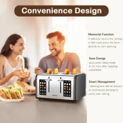 Mecity 4-Slice Toaster, Touch Screen, Dual Control, Defrost/Reheat, 1650W, Stainless Steel -Kitchen Appliances GUEST 97ee8d92 3c5c 491b b0ec fb22a28b89fe