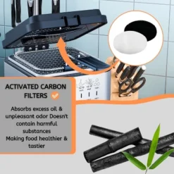 Nispira FDM2201BR Charcoal Oil Vapor Air Fryer Replacement Filters For OVENTE 2 Liter Electric Deep Fryer, 6 Packs