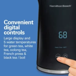 Hamilton Beach 1.7L Digital Cool Touch Kettle 41033: Stainless Steel Tea Maker, Portable Electric Water Kettle, 1500W, Black -Kitchen Appliances GUEST 9827c77a 4882 4afc 8aee a0955af12370