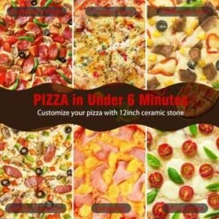 Teendow 12" Indoor Pizza Oven With Removable Ceramic Stone, 800°F Max Heat, Adjustable Top & Bottom Heating,Red -Kitchen Appliances GUEST 99051a55 331b 478d a9a7 b5b2fa4342d2